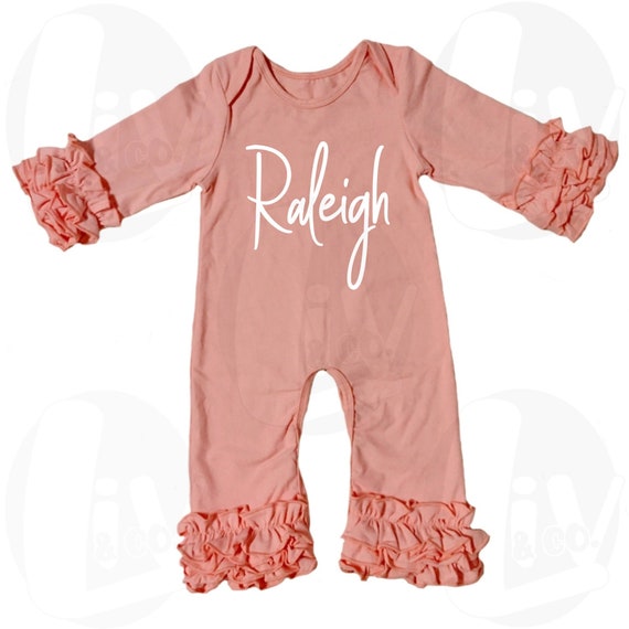 Baby Girl Ruffle Romper Personalized Long Sleeve Newborn Baby Etsy