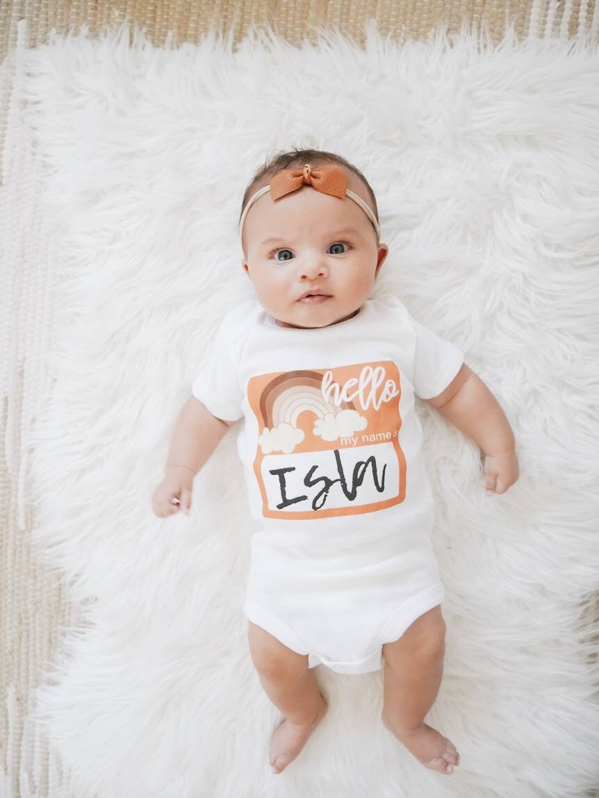 Personalized Newborn Baby Hospital Outfit Rainbow Baby Coming Etsy