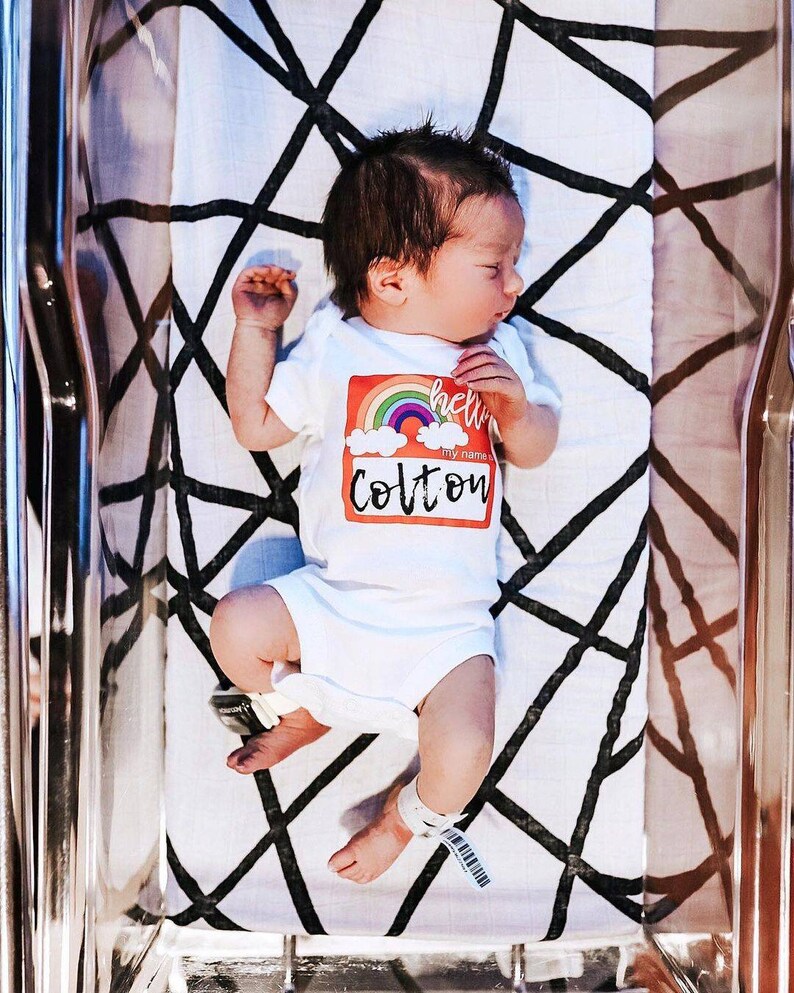 Personalized Newborn Baby Hospital Outfit Rainbow Baby Coming Etsy