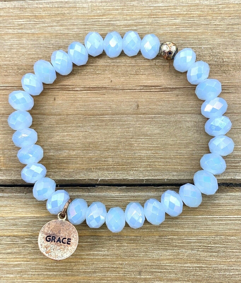 Altar\u2019d State \u2018Grace\u2019 Gold Engraved Pendant Beaded Expandable Bracelet