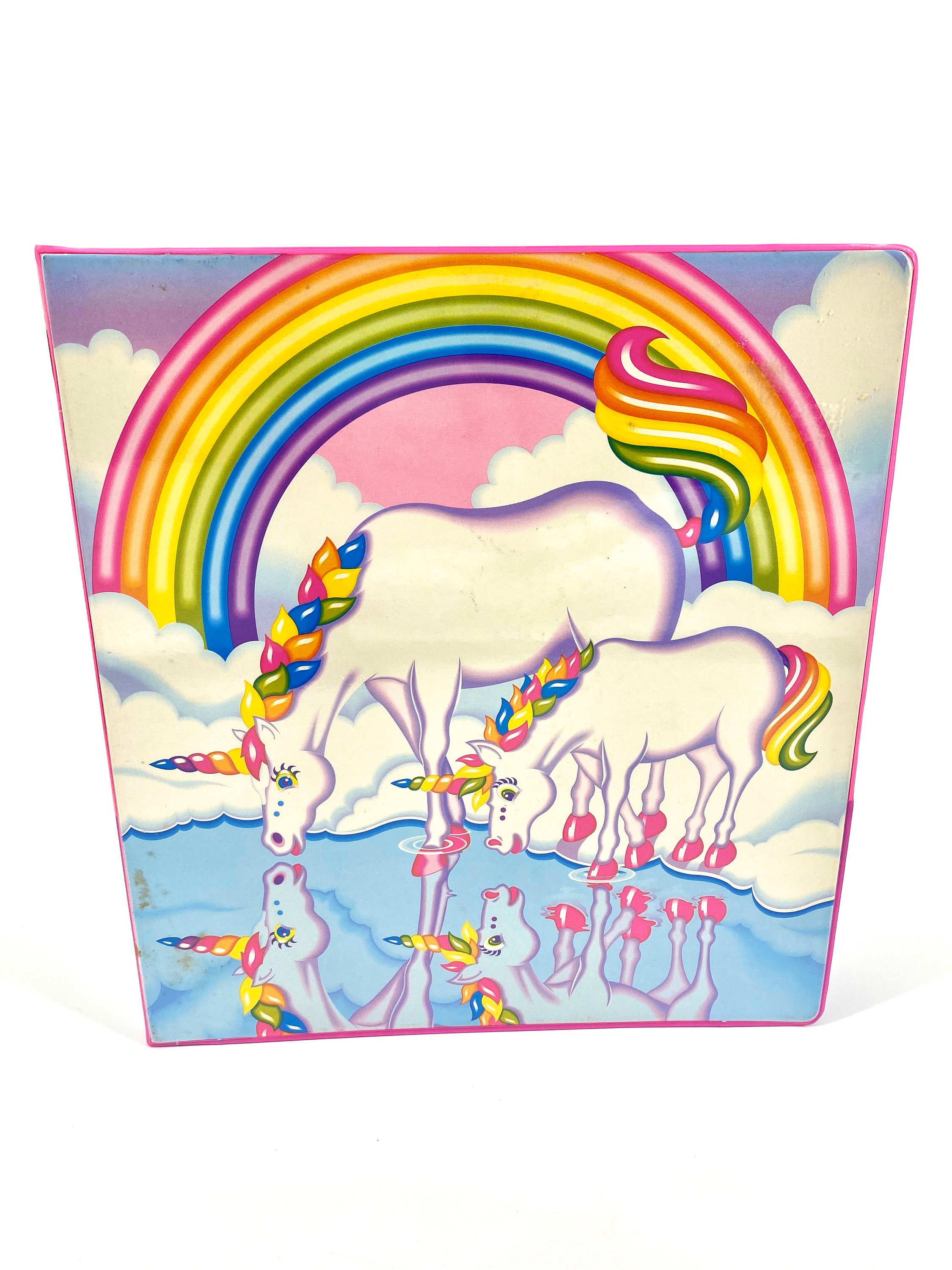 Vintage Lisa Frank Markie Unicorns Rainbows Clouds 3 Ring Binder