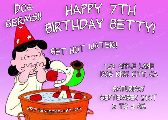 Invito Di Compleanno Di Snoopy Peanuts Lucy Stampabile Etsy