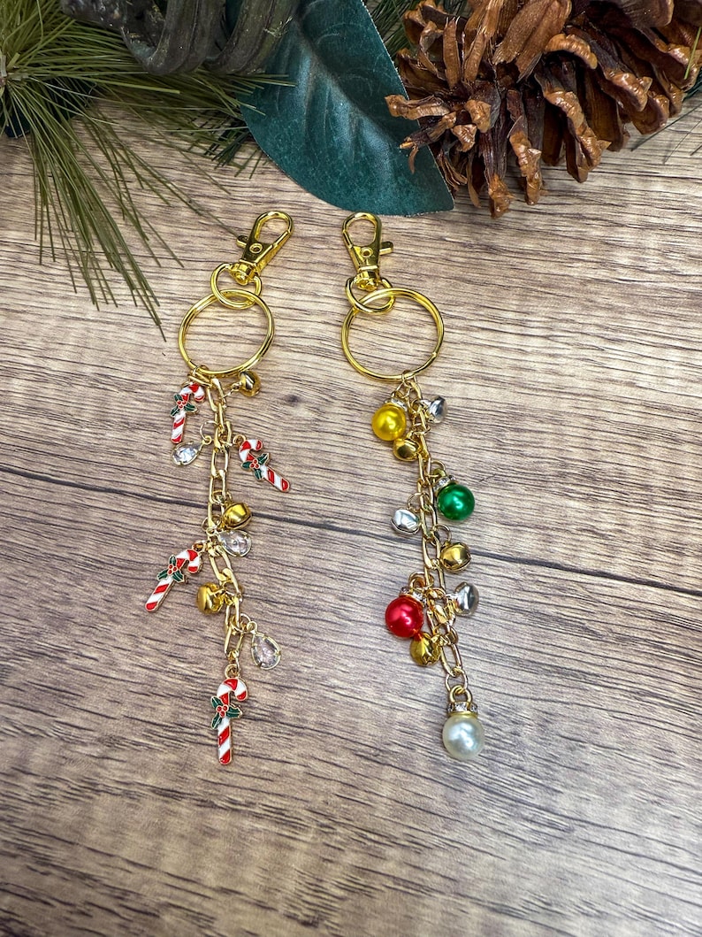Candy Cane & Snowflake Assorted Holiday Charm Keychains - Etsy