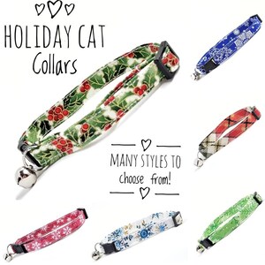 Christmas Cat Collar, Breakaway Cotton with Bell, Adjustable Fit Pet Accessory