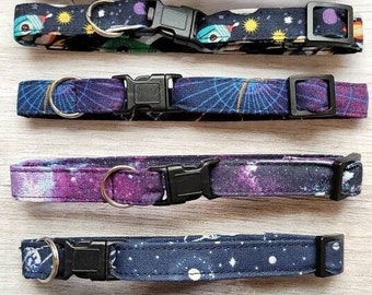 Celestial Space Cat Collars Galaxy Moon Stars Astrology Patterns, Opt Small Kitten Size, Breakaway Cat Collar for Cats Quick Release Buckle