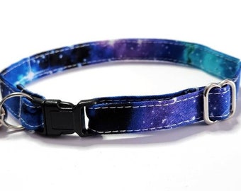 Space Galaxy  Cat Collars, Adjustable Cotton Fabric, Includes Bell