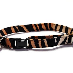Fun Breakaway Cat Collar with Tiger Stripes, Opt Kitten Collars Size Available, Cute Cat Collars, Quick Release Safety Cat Collars