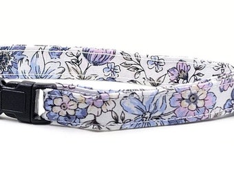 Breakaway Cat Collars with Bell "Petite Violets", Adjustable & Safe Release, Optional Bell, Includes Collar Ring, Regular Cat Kitten Sizes