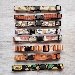 Fall Cat Collar Pick a Pattern Kitten to Large Cat Sizes, Breakaway Cat Collars, Opt Bell, Cat Collars with Bell, Kitten Collars