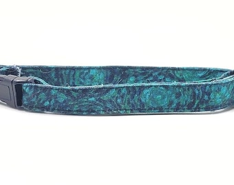 Collier de sécurité pour chat Van Meow, coton bleu et vert tourbillonnant, taille ajustable pour chats de petite à grande taille