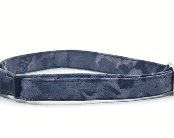 Dark Navy Pet Collars w/Collar Ring for Kittens Cats Dogs - Breakaway or Non Breakaway - Adjustable Fit Lightweight - Minimalist Boy Blue