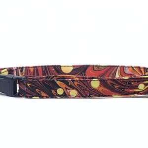 Sunset Lava Breakaway Kitten Collar for Cats, Opt Bell, Adjustable Fit, Artisan Made Durable Fabric Collars