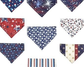 Pañuelo patriótico para gato, se desliza sobre el cuello, festivo para el 4 de julio