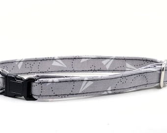Grey Airplane Cat Collars with Safety Breakaway Clasp, For Small Kittens to Large Cats