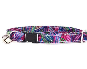 Purple Rainbow Cat Collars Breakaway Cat Collars with Bell, Adjustable Sizes for Kittens to Large Cats, Stocking Stuffers for Cats