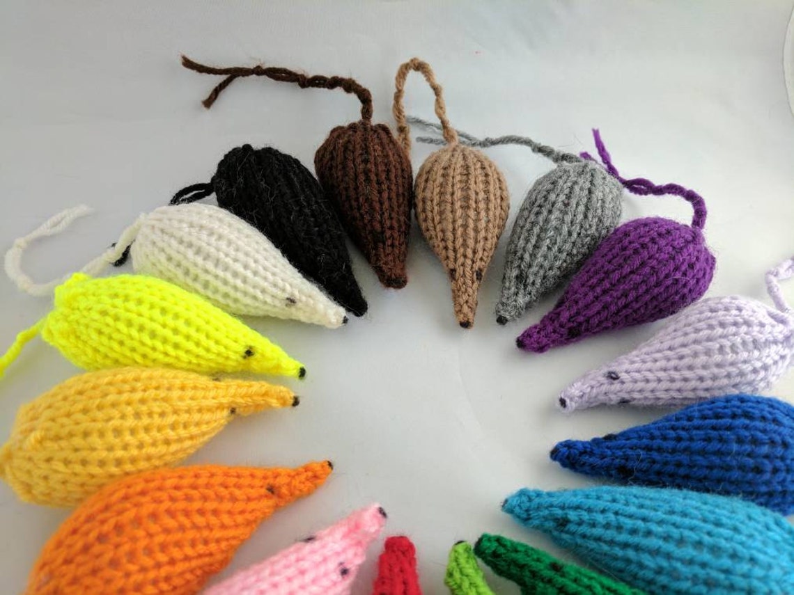 Knit Mice Cat Toys Set of 3 Pick a Color Optional Bell and Etsy
