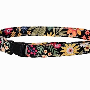 Floral Cat Collar: Breakaway Clasp, Optional Bell