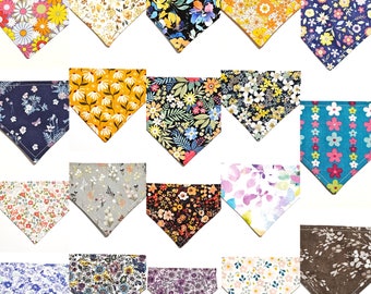 Floral Cat Bandana: Over Collar, Retro 70s Style, Optional Personalization
