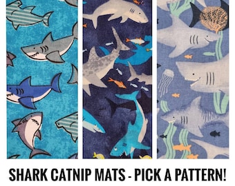 Sharks Cat Crinkly Catnip Pads, Cuddle Blankets For Cats, Kitten Cat Play Mats, Refillable Catnip Toy Mat, Cat Birthday Party Gift Prop