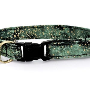 Space Green Katzenhalsbänder mit Goldglanz, Tag-Ring für Glöckchen & Anhänger, kleine Kätzchen bis große Katzenhalsbänder verfügbar, Sternennachtgrüns