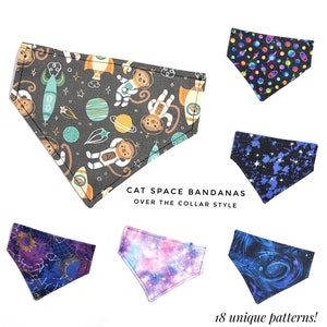Space Galaxy Cat Bandana Fits Over Collar Opt Name Personalization, Small Kitten Size Available, Space Nebulas Galaxy Stars Planets Sun