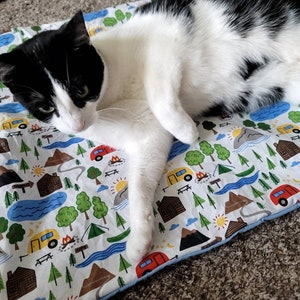 Adventure Cat Crinkly Catnip Mats Blanket, Refillable Catnip Blanket, Cat Kitten Play Mat, Adventure Cat Blanket, RV Cat Toy