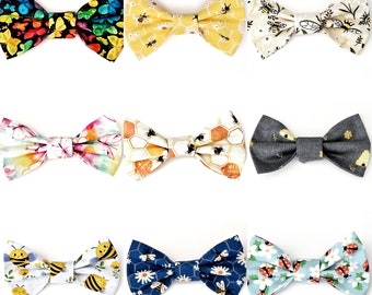 Bee & Butterfly Bowties for Cats, Pick a Pattern, Removable Bow Tie for Cat Collars, Bow Tie for Kittens, Small Pet Bow Tied, Nature Tie Dye