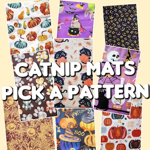 Halloween Fall Crinkly Catnip Mats with Opt Catnip, Refillable Cat Toys, Holiday Cat Toys, Sleeping Cat Mat, Sensory Cat Mat with Crinkle