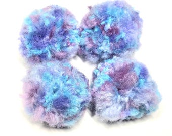 Ocean Sunset Pom Pom Cat Toy, Set of 4 Puff Balls, Opt Bell & Catnip, Fun Toys for Indoor Cats to Fetch, Yarn Kitten Toy