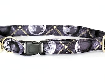 Collares para gatos con fases lunares y cascabel, cierre de seguridad de liberación rápida, aptos para gatitos y gatos de tamaño pequeño a grande.