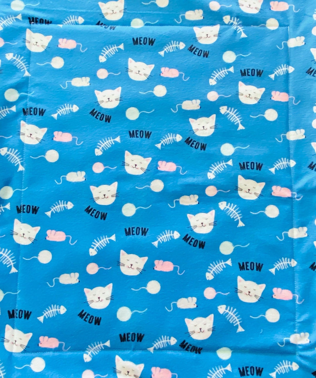 Self Warming Cat Bed With Warm Flannel Fabric, Pick a Pattern, Cat Blankets, Self Heating Cat