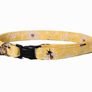 Yellow Bees Breakaway Cat Collar, Honeycomb, Optional Bell