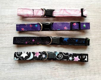 Collares para gatos con estrellas y lunas, con cascabel y cierre de seguridad de liberación rápida. Aptos para gatitos y gatos de tamaño pequeño a grande.