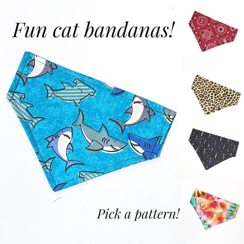 Fun Cat Bandanas Over Collar Optional Name Personalization Etsy