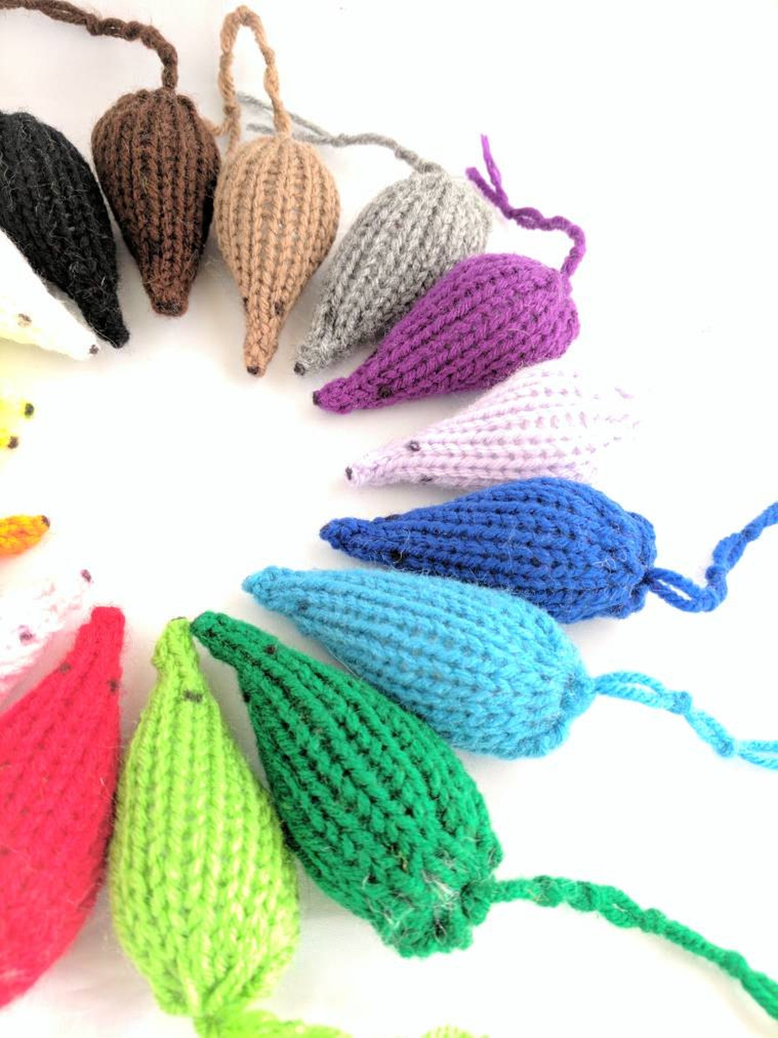 Knit Mice Cat Toys Set of 3 Pick a Color Optional Bell and Etsy