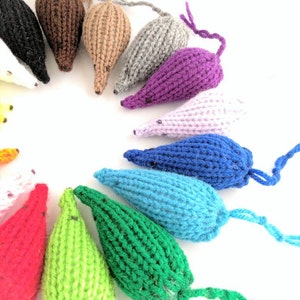 Knit Mice Cat Toys Set of 3 Pick a Color, Optional Bell and Catnip, Stuffed Toys for Kittens, Mouse Toy for Cat, Fun Cat image 4