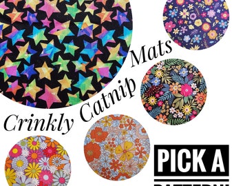 Custom Crinkly Catnip Mats, Refillable Cat Toy, Kitten Enrichment, Cotton Fabric Patterns