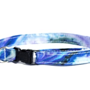 Blue Agate Kitten Collar with Bell, Adjustable Adult Cat Sizes, Safe Breakaway Clasp, Cute Kitty Collar, Boy Cat Collar, Lightweight Fabric
