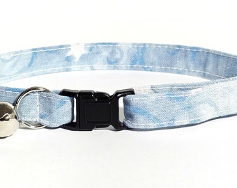 Pastel Blue Stars Cat Collars with Bell, Safe Breakaway Clasp for Indoor Cats, Adjustable Fit for Small to Large Cats