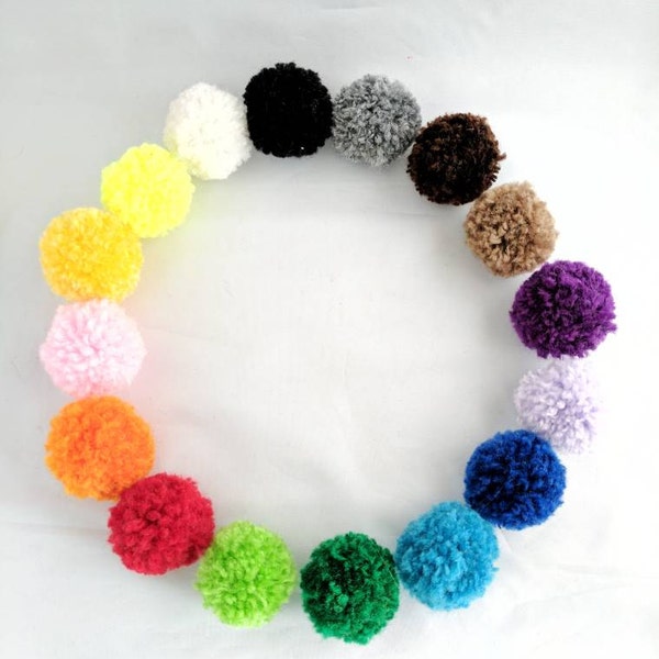 4 Pom Pom Ball Cat Toys 1.5" Balls Pick a Color, Opt Jingle Bell and Catnip, No Stuffing Cat Toy, Kitten Toys, Cat Yarn Ball Toy