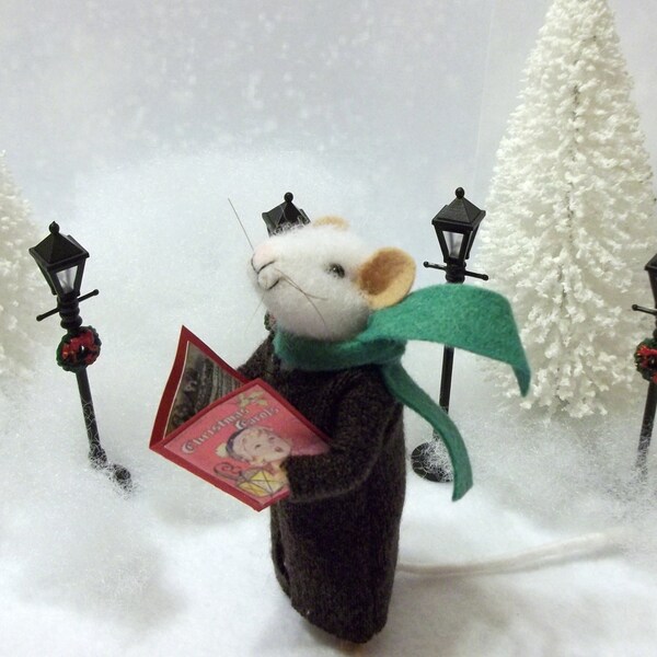 This Caroling Mouse Is A Limited Edition For The Christmas Holidays And Is A Needle Felted Soft Sculpture Collectible