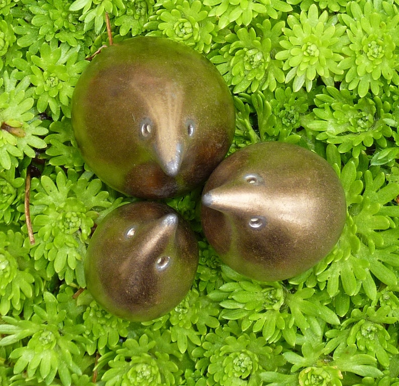 Handmade Ceramic Miniature Gold Birds Family of Three. image 4