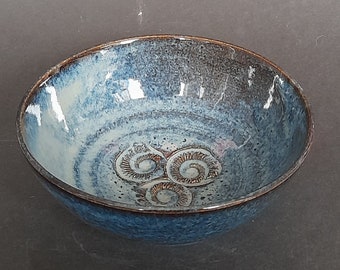 Ammonite bowl medium handmade blue