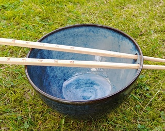 Ramen Noodle Bowl Handmade Galaxy Blue