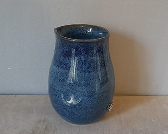 Small jug for milk, cream, whisky, water etc. Handmade ceramic pottery. Green/blue/cream glazes