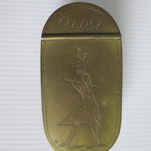 18th-century English Figural Engraved Brass Snuff Box