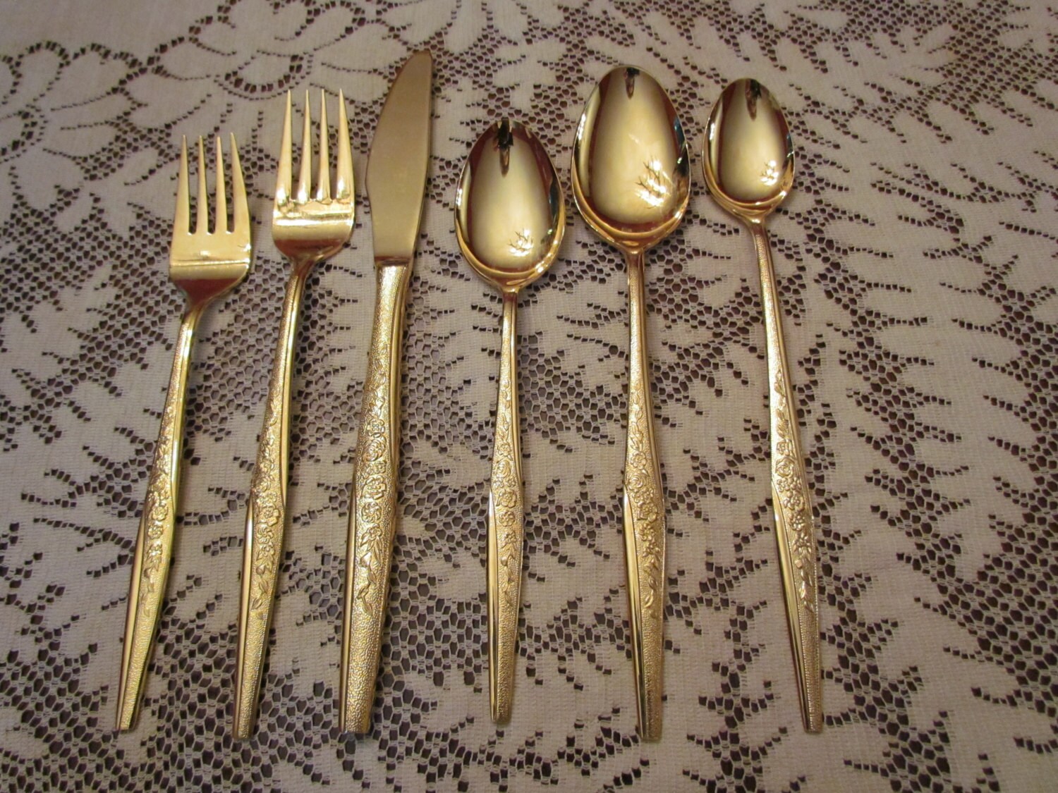 JH Carlyle gold electroplate flatware Golden Bouquet in Etsy