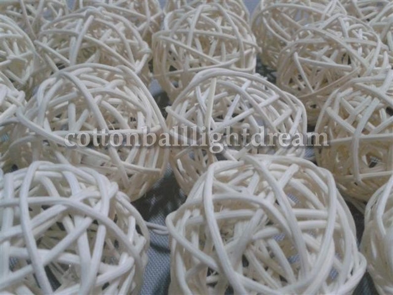 20 White Rattan Ball String Lights Party Lightinghome | Etsy