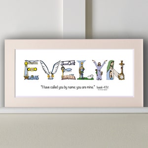 Confirmation Gifts Personalized - Catholic Gifts - 10x20 Name Art Print *Optional Frame* - Christian Gifts from The Christian Alphabet™