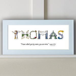 Regalo personalizzato per la dedica del bambino - Stampa opaca 10x20 con cornice opzionale - Regali cristiani personalizzati da The Christian Alphabet™